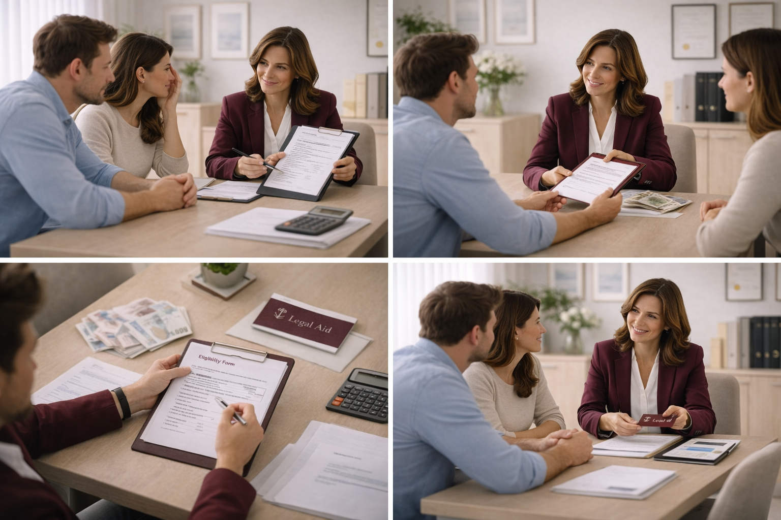 A mediator providing information about legal aid options to an individual, ensuring they understand the support available to them.